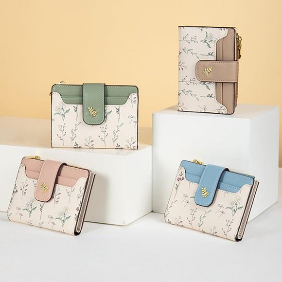 Women Small Wallet Faux Leather Floral Compact Card Holder Stylish Travel - Picture 7 of 7